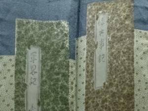 アンティーク　書物模様男物長襦袢